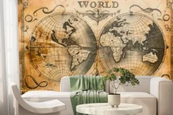 Fototapeta: Antyczna mapa świata na starym papierze