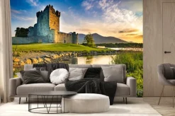 Fototapeta: Antyczna stara forteczna ross kasztelu ruina z jeziorem i trawą