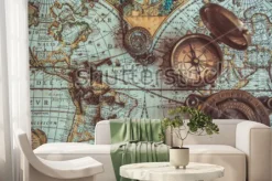 Fototapeta: Antyczne kolekcje rzadkich przedmiotów piratów, w tym kompasach,