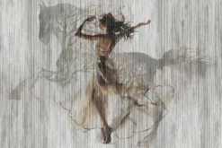 Fototapeta: Artystyczna abstrakcja kobiety i konia w ruchu nowoczesny wzór