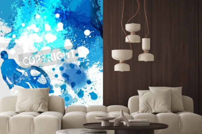 Fototapeta: Artystyczna grafika z rowerzystą