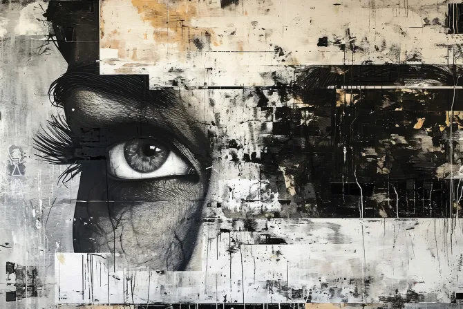 Fototapeta: Artystyczny mural z twarzą kobiety