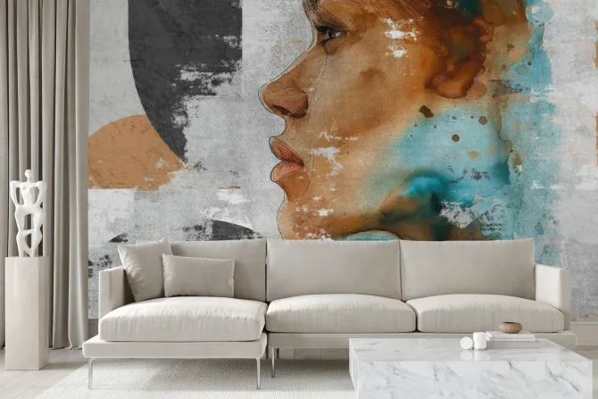 Fototapeta: Artystyczny portret kobiety z geometrycznymi motywami w stylu