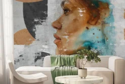 Fototapeta: Artystyczny portret kobiety z geometrycznymi motywami w stylu