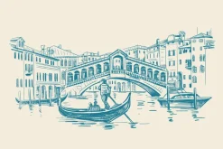 Fototapeta: Artystyczny rysunek weneckiej architektury i kanałów