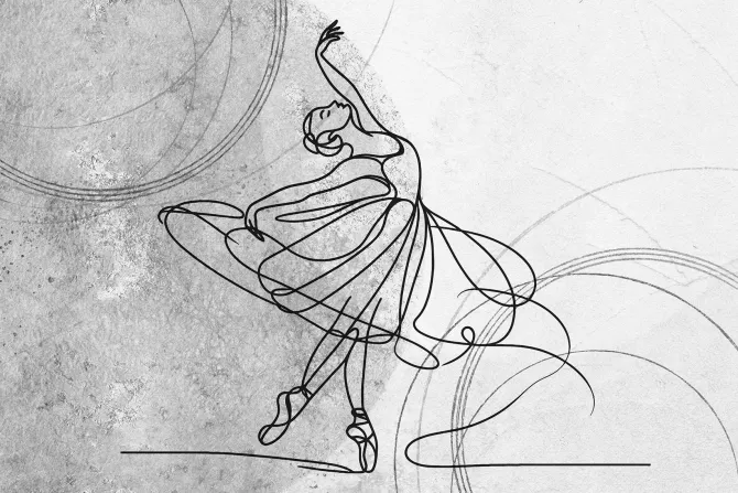 Fototapeta: Artystyczny rysunek linii przedstawiający baletnicę w tańcu