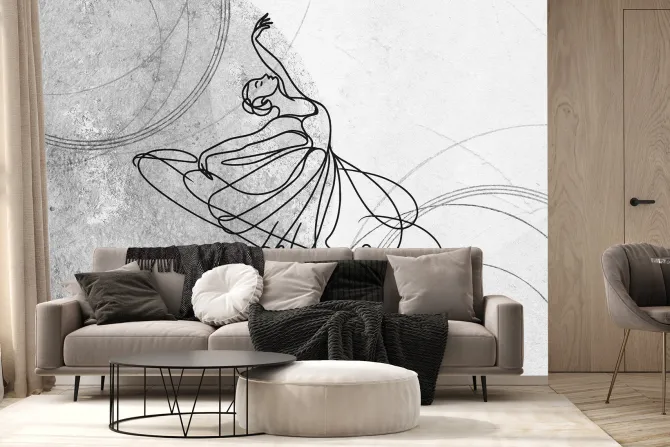 Fototapeta: Artystyczny rysunek linii przedstawiający baletnicę w tańcu