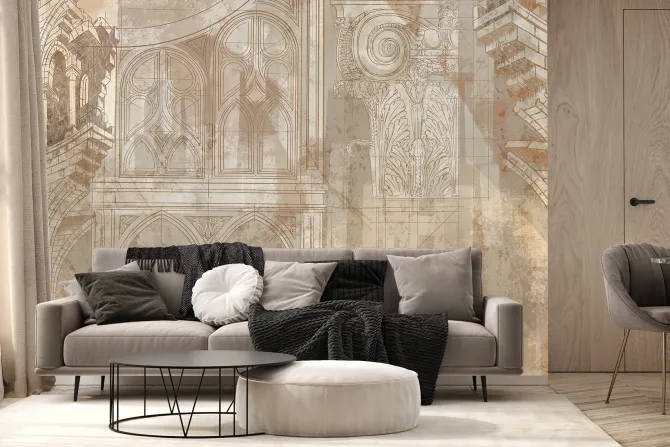 Fototapeta: Artystyczny wzór z architekturą i kolumnami