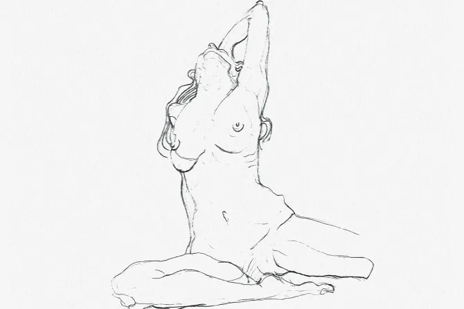 Fototapeta: Artystyczny zarys sylwetki kobiecej na białym tle