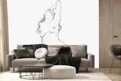 Fototapeta: Artystyczny zarys sylwetki kobiecej na białym tle