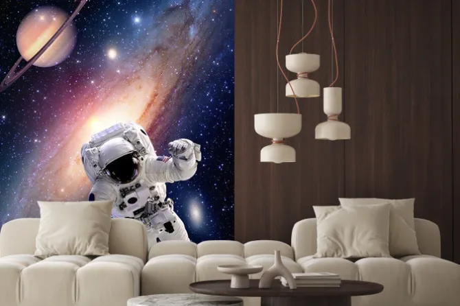 Fototapeta: Astronauta garnitur astronauta kosmos saturn planet droga mleczna