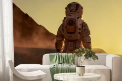 Fototapeta: Astronauta na marsie o zachodzie słońca