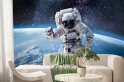 Fototapeta: Astronauta w przestrzeni kosmicznej z panoramą ziemi