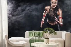 Fototapeta: Atletyczna kobieta podczas biegania