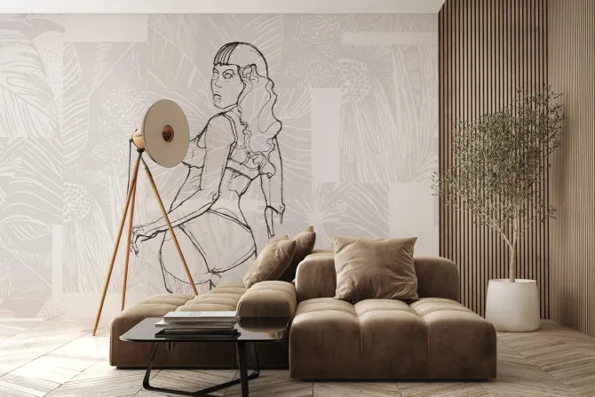 Fototapeta: Atrakcyjna kobieta na roślinnym tle