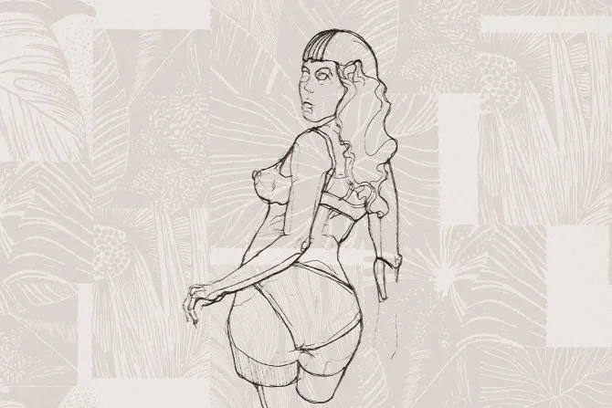 Fototapeta: Atrakcyjna kobieta na roślinnym tle