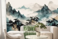 Fototapeta: Azjatycka panorama gór we mgle