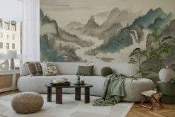 Fototapeta: Azjatycki pejzaż gór malowany ręcznie