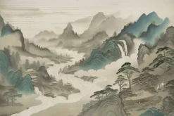Fototapeta: Azjatycki pejzaż gór malowany ręcznie
