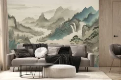 Fototapeta: Azjatycki pejzaż gór malowany ręcznie