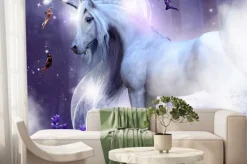 Fototapeta: Bajkowa ilustracja z jednorożcem i wróżkami