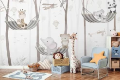 Fototapeta: Bajkowe zwierzęta na hamakach w dżungli