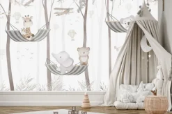 Fototapeta: Bajkowe zwierzęta na hamakach w dżungli