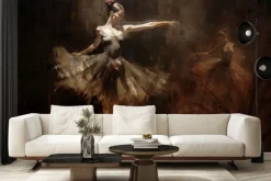 Fototapeta: Baletnica i sylwetki roślin w stylu vintage