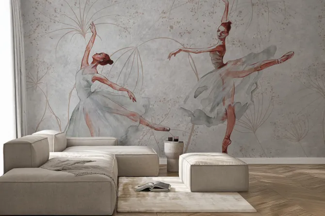 Fototapeta: Baletnice tańczące w pięknej sukni na tle betonu