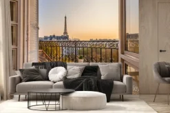 Fototapeta: Balkon z widokiem na wieżę eiffla