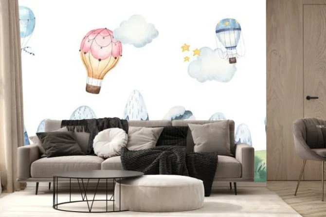 Fototapeta: Balony nad krajobrazem górskim