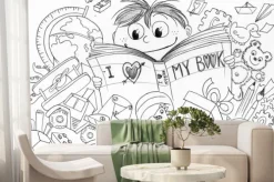 Fototapeta: Bambino che ama la lettura realizzato matita