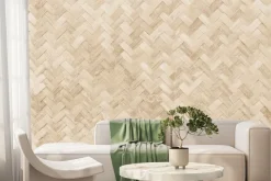 Fototapeta: Bambusowa tkana beżowa mata