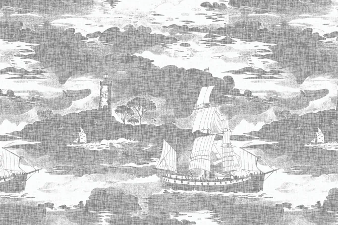 Fototapeta: Baśniowy statek unoszący się wśród miękkich chmur