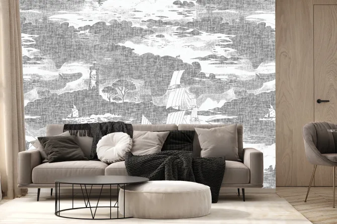 Fototapeta: Baśniowy statek unoszący się wśród miękkich chmur