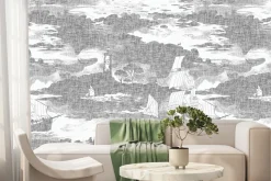 Fototapeta: Baśniowy statek unoszący się wśród miękkich chmur