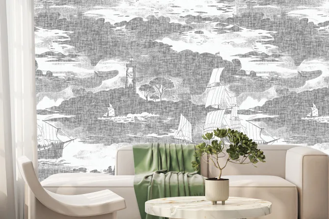 Fototapeta: Baśniowy statek unoszący się wśród miękkich chmur