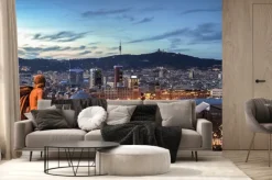 Fototapeta: Barcelona niebieski godzinę, hiszpania