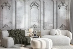 Fototapeta: Barokowa sztukateria na szarym murze