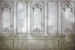 Fototapeta: Barokowa sztukateria na szarym murze