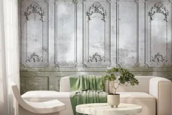 Fototapeta: Barokowa sztukateria na szarym murze