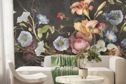 Fototapeta: Barwne kwiaty na ciemnym tle z teksturą