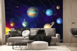 Fototapeta: Barwny układ słoneczny z planetami