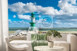 Fototapeta: Bałtyckie fale odbijające się od latarni