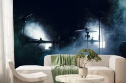 Fototapeta: Bęben ustawiony w dymu na scenie