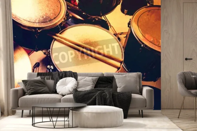 Fototapeta: Bębny koncepcyjne obrazu. zdjęcie perkusji i podudzia leżących