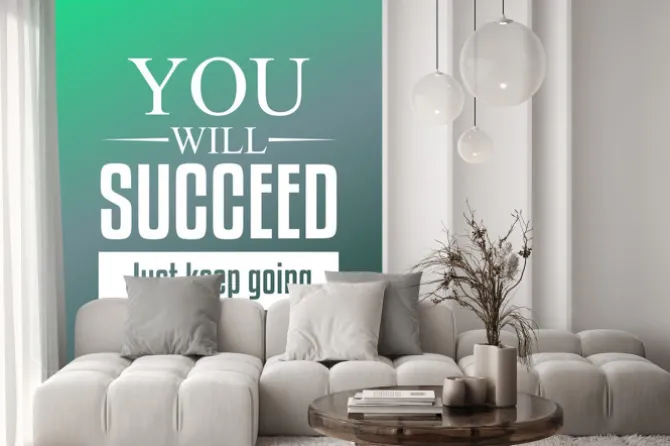 Fototapeta: Będzie sukces po prostu iść dalej. cytaty typografia tło