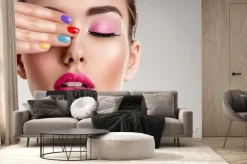 Fototapeta: Beautiful fashion woman with a colored nails. attractive white