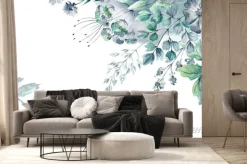 Fototapeta: Beautiful frame with hand drawn watercolor herbs and wildflowers