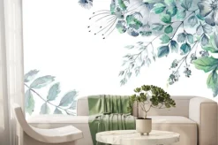 Fototapeta: Beautiful frame with hand drawn watercolor herbs and wildflowers